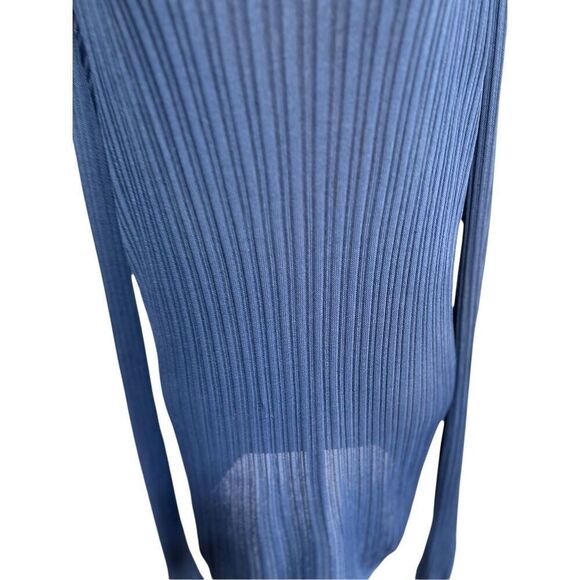 Vintage Armani Exchange Superb Ribbed Sweater Size Size L Navy V Neck Long Sheer - Picture 6 of 9